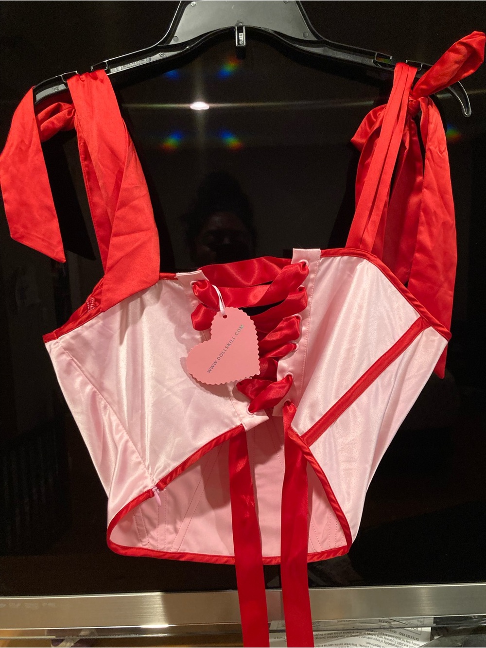 Dolls Kill Large satin heart crop top corset - Picture 2 of 5